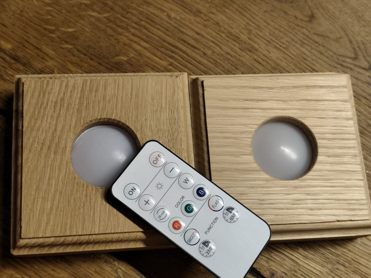 Base de Luz LED de Madera para Pirámide de Orgonita