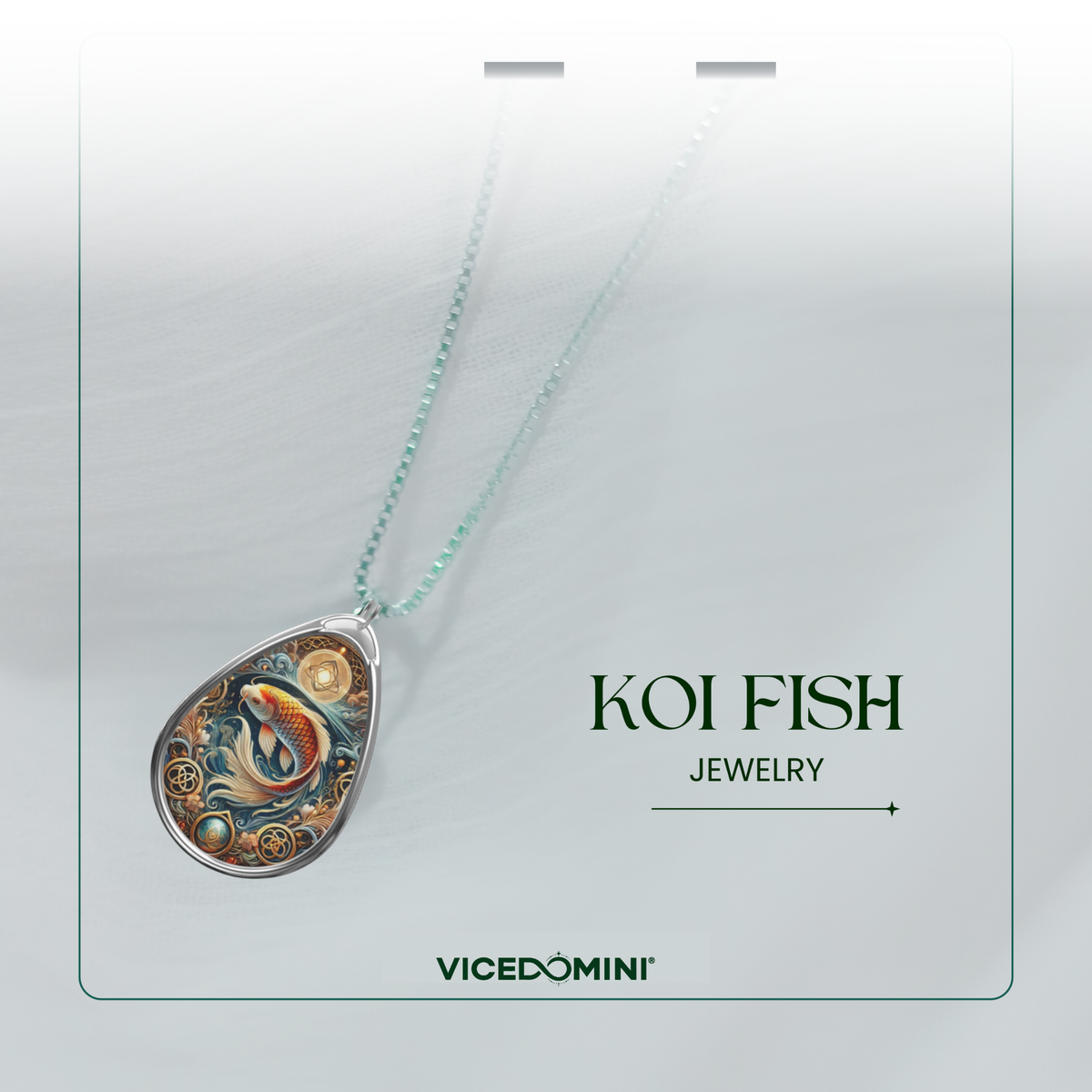 A teardrop-shaped pendant necklace featuring an engraved monkey design with a silver-toned chain, displayed on a light gray card with the text 'MONKEY JEWELRY' and the brand 'VICEDOMINI'.